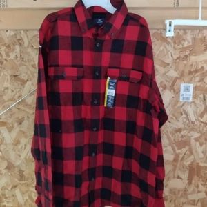 George Shirt Men's Large Red/Black Buffalo Plaid Flannel Warm Lumberjack
